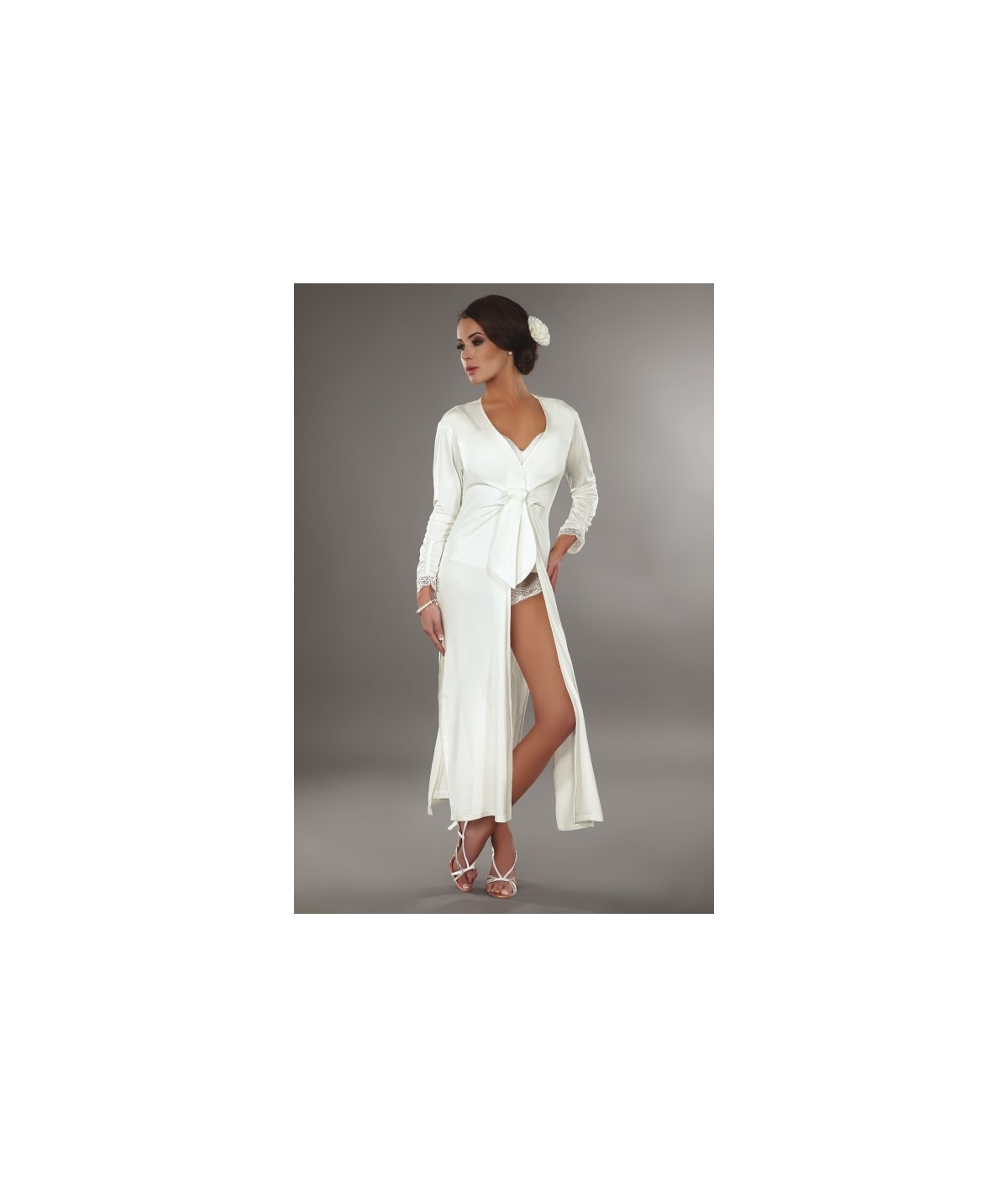 Dressing Gowns Reli LC 90027 Ecru LivCo Corsetti Fashion 